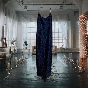 Jessica McClintock Black Lace Long Dress 5/6